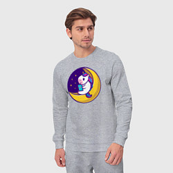 Костюм хлопковый мужской Единорог читает на луне, цвет: меланж — фото 2