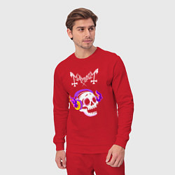 Костюм хлопковый мужской Mayhem - неоновый череп, цвет: красный — фото 2