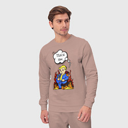 Костюм хлопковый мужской Vault boy in the fire, цвет: пыльно-розовый — фото 2