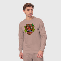 Костюм хлопковый мужской Тики маска в листьях, цвет: пыльно-розовый — фото 2