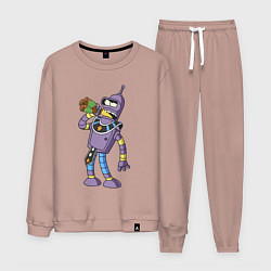 Костюм хлопковый мужской Bender drink beer, цвет: пыльно-розовый