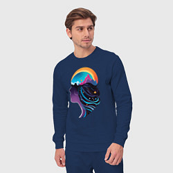 Костюм хлопковый мужской Космос девушка силует, цвет: тёмно-синий — фото 2