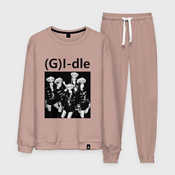 Костюм хлопковый мужской G I-dle группа в стиле империи, цвет: пыльно-розовый