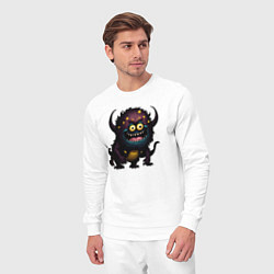 Костюм хлопковый мужской Страшный черный монстрик, цвет: белый — фото 2