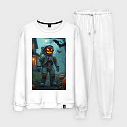 Костюм хлопковый мужской Тыква Джек космонавт, цвет: белый