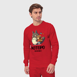Костюм хлопковый мужской Кот и Тоторо - коллаба, цвет: красный — фото 2