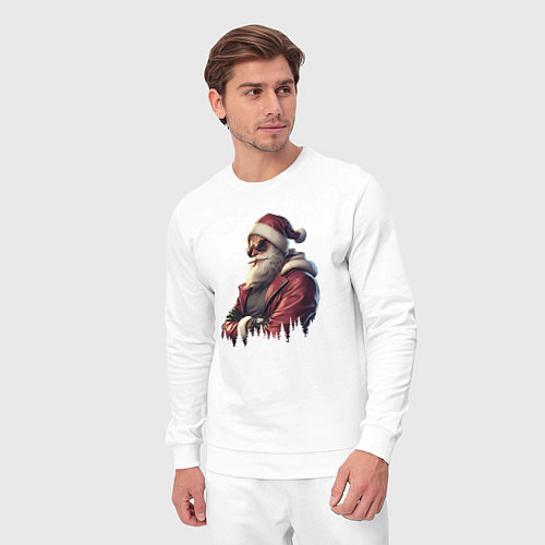 Мужской костюм Крутой брутальный Дед Мороз / Белый – фото 3