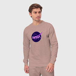 Костюм хлопковый мужской NASA logo, цвет: пыльно-розовый — фото 2