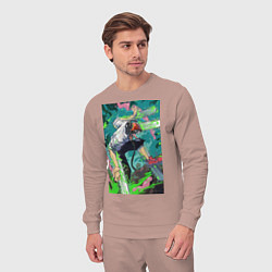 Костюм хлопковый мужской Человек-бензопила Дэндзи арт, цвет: пыльно-розовый — фото 2