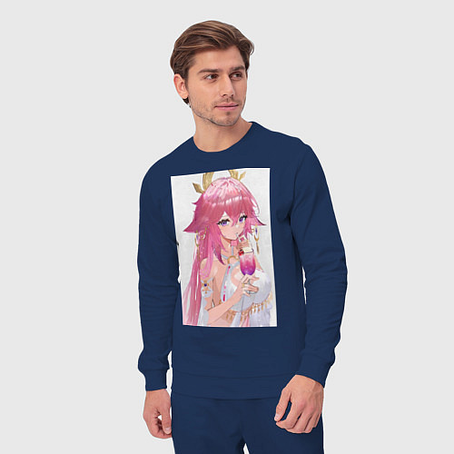 Мужской костюм Genshin Impact Яэ Мико / Тёмно-синий – фото 3