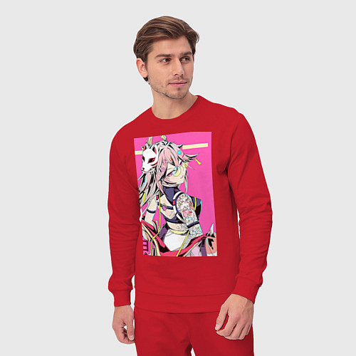 Мужской костюм Геншин Яэ Мико Гудзи Яэ / Красный – фото 3