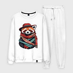 Мужской костюм Красная панда в шляпе и шарфе