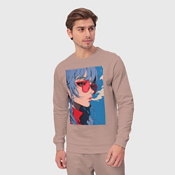 Костюм хлопковый мужской Девушка в очках арт, цвет: пыльно-розовый — фото 2