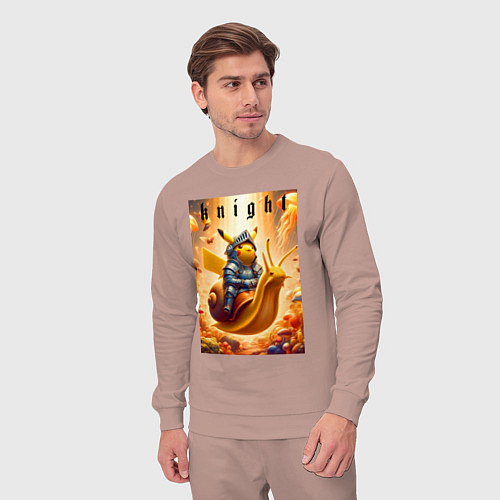 Мужской костюм Pikachu knight on a snail - ai art fantasy / Пыльно-розовый – фото 3