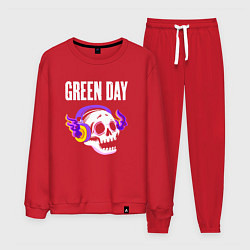 Костюм хлопковый мужской Green Day - неоновый череп, цвет: красный