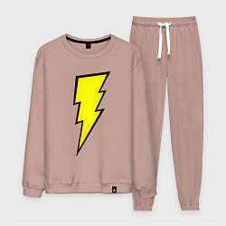 Костюм хлопковый мужской Shazam and Black Adam logo, цвет: пыльно-розовый