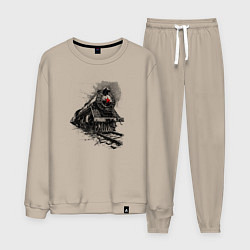 Костюм хлопковый мужской Паровоз со пятиконечной звездой, цвет: миндальный