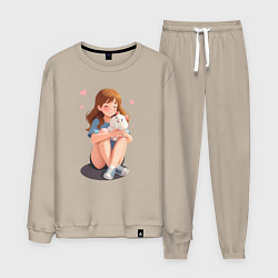 Мужской костюм Белый хомяк и счастливая девушка