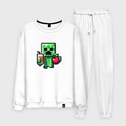 Костюм хлопковый мужской Minecraft крипер с маком, цвет: белый