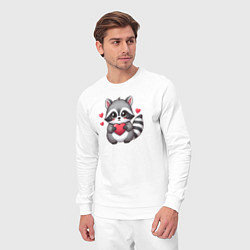 Костюм хлопковый мужской Милый енотик с сердечком, цвет: белый — фото 2