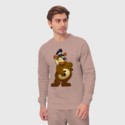 Костюм хлопковый мужской Мишка-почтальон, цвет: пыльно-розовый — фото 2