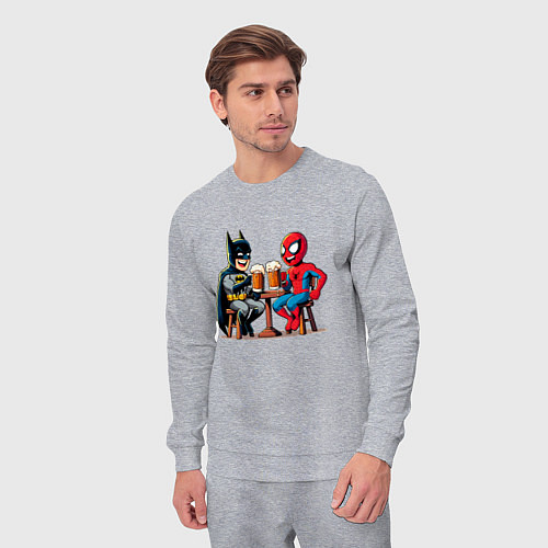 Мужской костюм Бэтмен и человек Паук пьют пиво / Меланж – фото 3