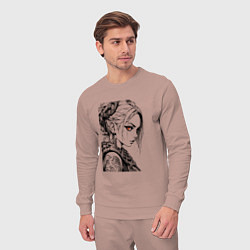 Костюм хлопковый мужской Девушка с алыми глазами, цвет: пыльно-розовый — фото 2