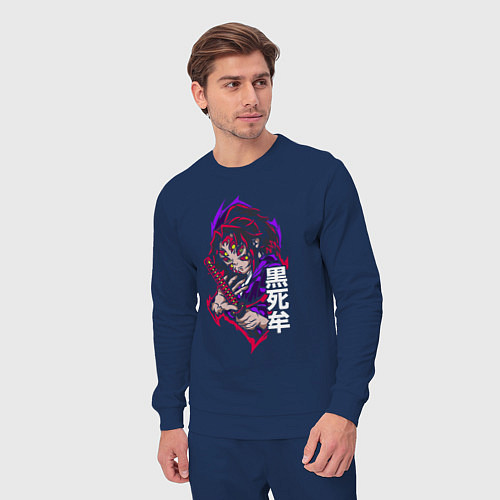 Мужской костюм Клинок, рассекающий демонов Кокушибо высшая луна / Тёмно-синий – фото 3