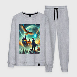 Костюм хлопковый мужской Harry Potter and owl - Hogwarts, цвет: меланж