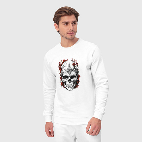 Мужской костюм Череп с красными цветами / Белый – фото 3