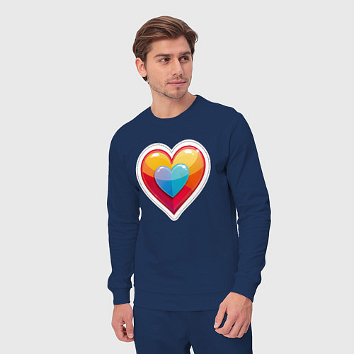 Мужской костюм Разноцветное сердечко с обводкой / Тёмно-синий – фото 3