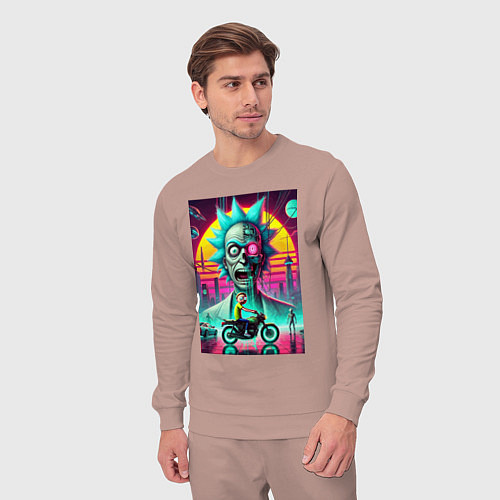 Мужской костюм Кибер Рик и Морти на мотоцикле / Пыльно-розовый – фото 3