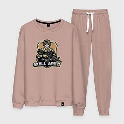 Костюм хлопковый мужской Skull army, цвет: пыльно-розовый