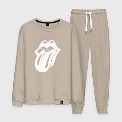 Костюм хлопковый мужской Rolling Stones - white logo, цвет: миндальный