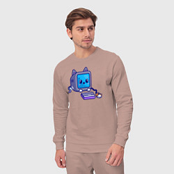 Костюм хлопковый мужской Компьютерный котик, цвет: пыльно-розовый — фото 2