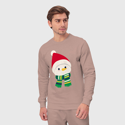 Мужской костюм Праздничный снеговик в красной шапочке / Пыльно-розовый – фото 3