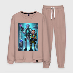 Костюм хлопковый мужской Rick and Morty - cyber special forces, цвет: пыльно-розовый