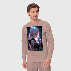 Костюм хлопковый мужской Прекрасная девушка-эльф с луком, цвет: пыльно-розовый — фото 2