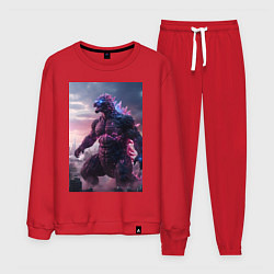 Костюм хлопковый мужской Годзилла - король монстров, цвет: красный