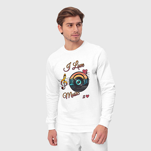 Мужской костюм Я люблю музыку / Белый – фото 3