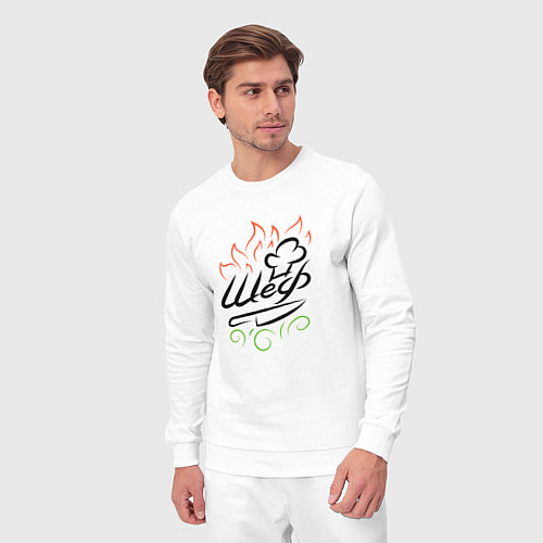 Мужской костюм Шеф повар в огне / Белый – фото 3