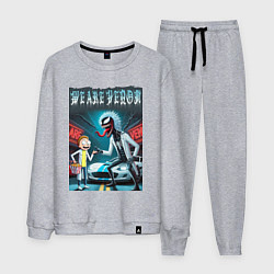 Мужской костюм Веном-Рик и Морти рядом со спортивной тачкой