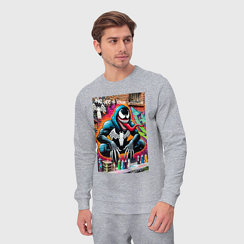 Мужской костюм Веном сидит на кортах - граффити / Меланж – фото 3