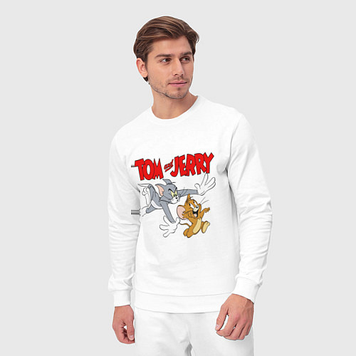 Мужской костюм Том и Джерри - погоня / Белый – фото 3