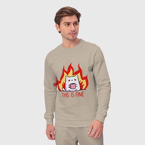 Мужской костюм Cat - this is fine / Миндальный – фото 3