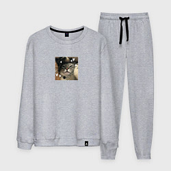 Костюм хлопковый мужской Серая кошка для пары, цвет: меланж