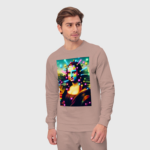 Мужской костюм Мона Лиза и неоновые кубики - стилизация / Пыльно-розовый – фото 3