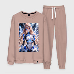 Костюм хлопковый мужской Девушка с кибернетическими крыльями, цвет: пыльно-розовый
