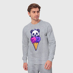Костюм хлопковый мужской Panda ice cream, цвет: меланж — фото 2
