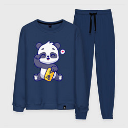Костюм хлопковый мужской Cute panda, цвет: тёмно-синий